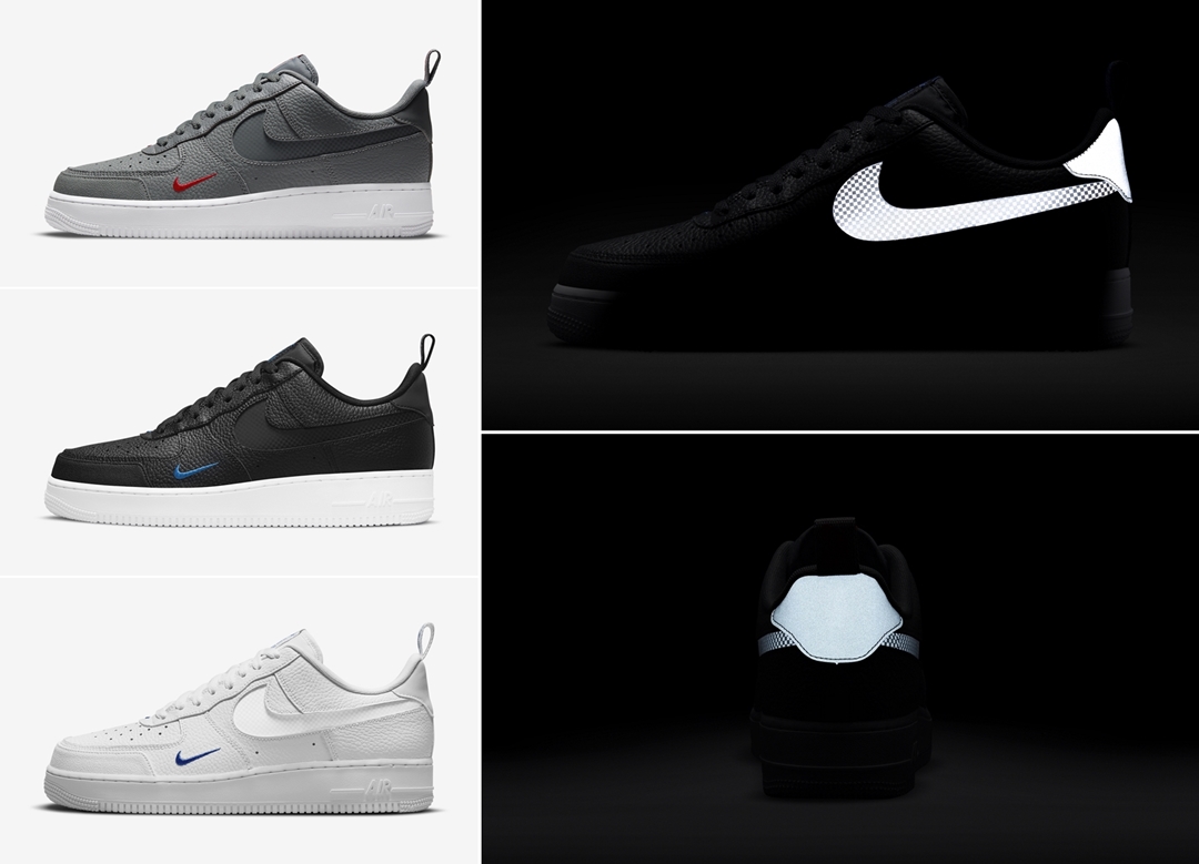 2021年 発売予定！ナイキ エア フォース 1 ロー “リフレクティブスウッシュ” 3カラー (NIKE AIR FORCE 1 LOW “Reflective Swoosh” Grey/Black/White) [DN4433-001,002,100]