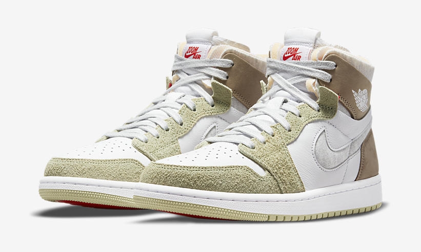 ナイキ ウィメンズ エア ジョーダン 1 ハイ ズーム “ホワイト/グレーヘザー/カーキ” (NIKE WMNS AIR JORDAN 1 HIGH ZOOM “White/Grey Heather/Olive Aura/Khaki”) [CT0979-102]