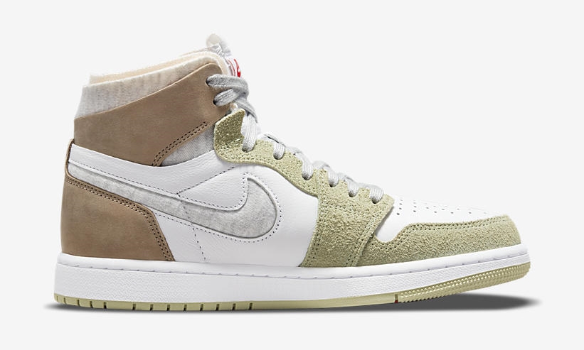 ナイキ ウィメンズ エア ジョーダン 1 ハイ ズーム “ホワイト/グレーヘザー/カーキ” (NIKE WMNS AIR JORDAN 1 HIGH ZOOM “White/Grey Heather/Olive Aura/Khaki”) [CT0979-102]