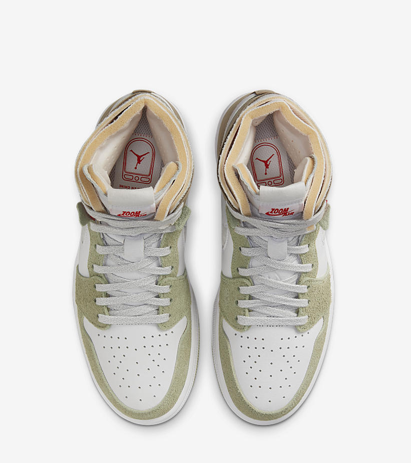 ナイキ ウィメンズ エア ジョーダン 1 ハイ ズーム “ホワイト/グレーヘザー/カーキ” (NIKE WMNS AIR JORDAN 1 HIGH ZOOM “White/Grey Heather/Olive Aura/Khaki”) [CT0979-102]