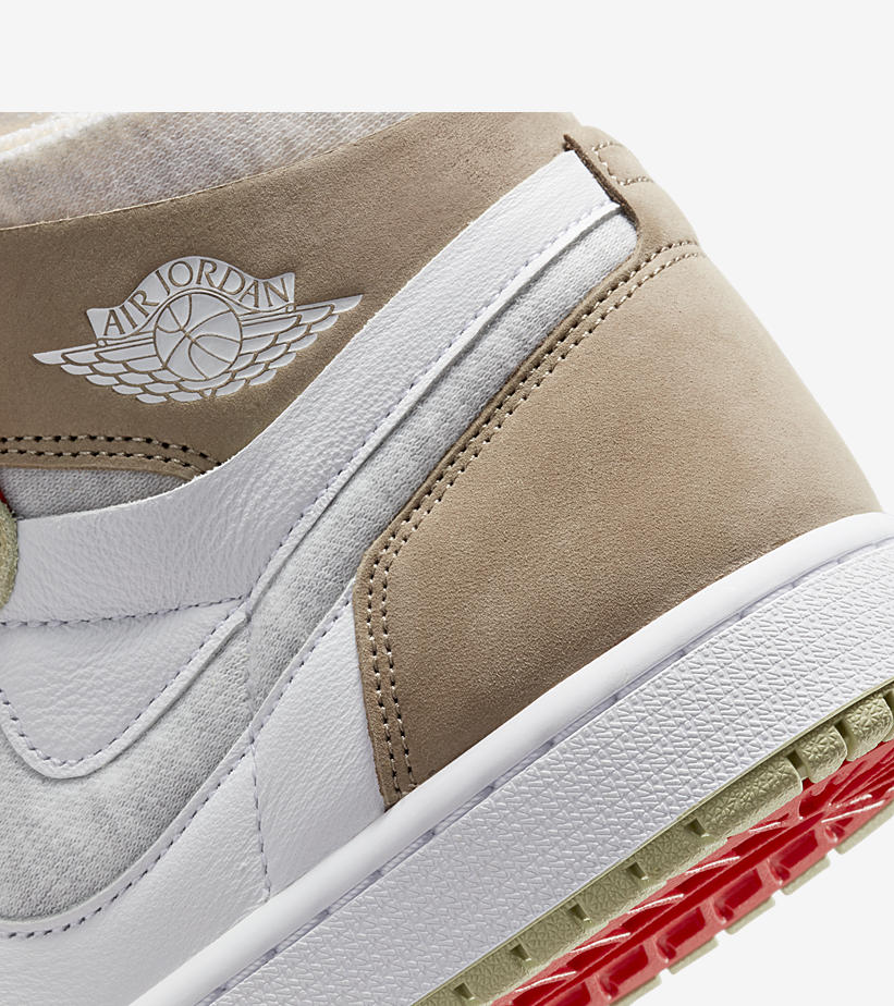 ナイキ ウィメンズ エア ジョーダン 1 ハイ ズーム “ホワイト/グレーヘザー/カーキ” (NIKE WMNS AIR JORDAN 1 HIGH ZOOM “White/Grey Heather/Olive Aura/Khaki”) [CT0979-102]