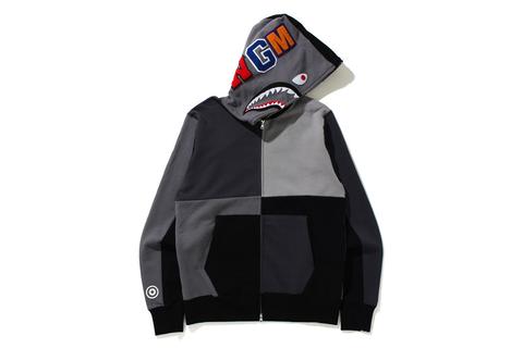 A BATHING APEから異なるカラーリングをパッチワークで仕上げたシャークフーディー「MULTI COLOR PATCHWORK SHARK ZIP HOODIE」が7/3 発売 (ア ベイシング エイプ)