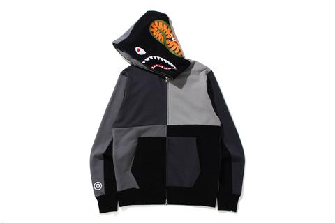 A BATHING APEから異なるカラーリングをパッチワークで仕上げたシャークフーディー「MULTI COLOR PATCHWORK SHARK ZIP HOODIE」が7/3 発売 (ア ベイシング エイプ)