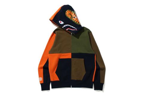 A BATHING APEから異なるカラーリングをパッチワークで仕上げたシャークフーディー「MULTI COLOR PATCHWORK SHARK ZIP HOODIE」が7/3 発売 (ア ベイシング エイプ)