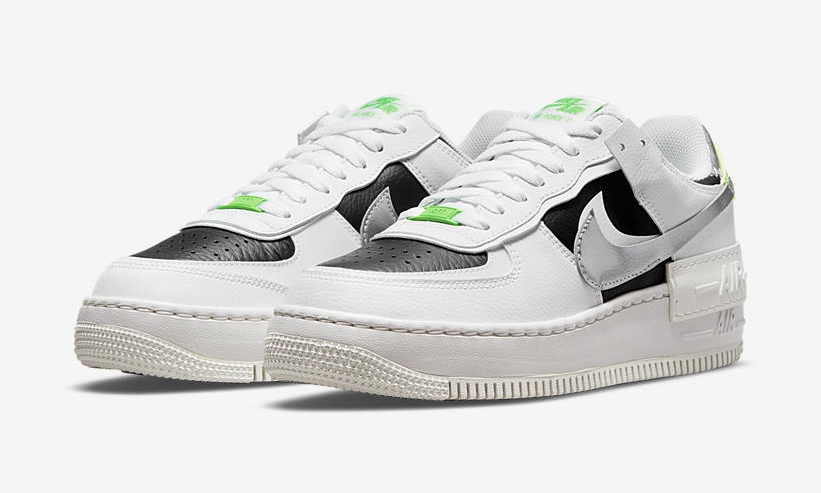 ナイキ ウィメンズ エア フォース 1 ロー シャドウ “クロームスウッシュ/ホワイト/ブラック” (NIKE WMNS AIR FORCE 1 LOW SHADOW “Chrome Swoosh/White/Black”) [DN8006-100]