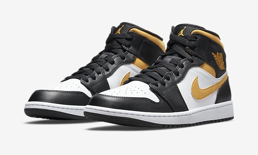 【国内 8/20 発売】ナイキ エア ジョーダン 1 ミッド “ユニバーシティゴールド/ブラック” (NIKE AIR JORDAN 1 MID “University Gold/Black”) [554724-177/554725-177]