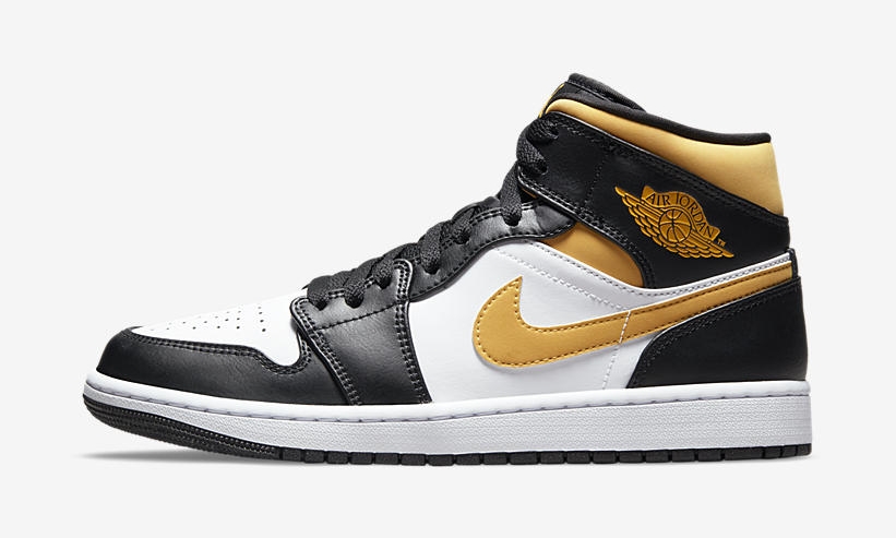 【国内 8/20 発売】ナイキ エア ジョーダン 1 ミッド “ユニバーシティゴールド/ブラック” (NIKE AIR JORDAN 1 MID “University Gold/Black”) [554724-177/554725-177]