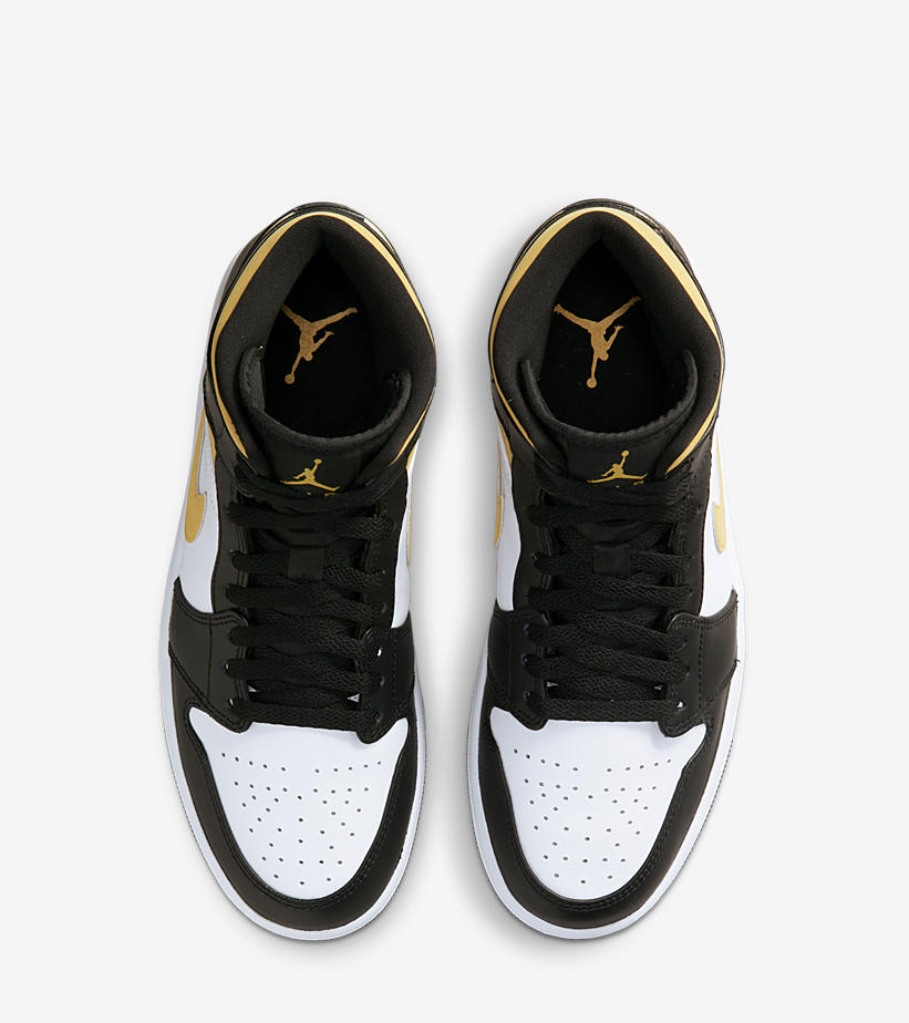 【国内 8/20 発売】ナイキ エア ジョーダン 1 ミッド “ユニバーシティゴールド/ブラック” (NIKE AIR JORDAN 1 MID “University Gold/Black”) [554724-177/554725-177]