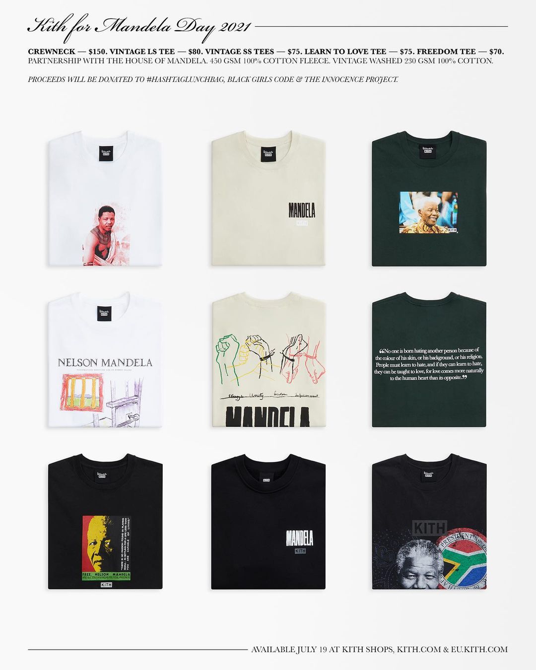 【Kith for Mandela Day 2021】KITH MONDAY PROGRAM 2021年 第25弾が7/19 発売 (キス)