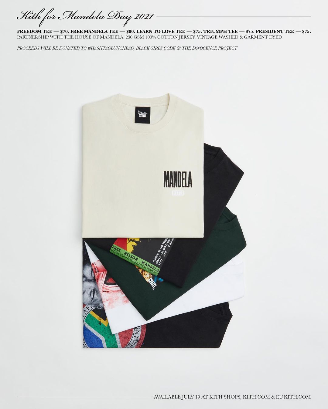 【Kith for Mandela Day 2021】KITH MONDAY PROGRAM 2021年 第25弾が7/19 発売 (キス)