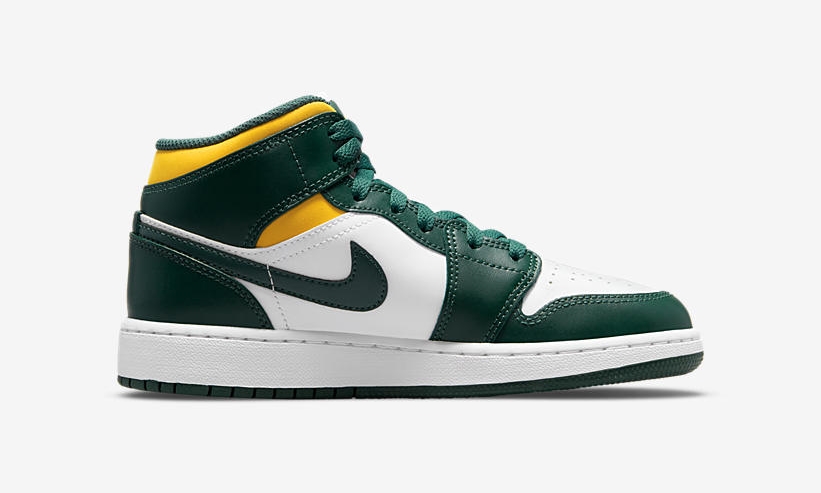 【国内 1/25 発売】ナイキ エア ジョーダン 1 ミッド “ブラジル/シアトル・スーパーソニックス” (NIKE AIR JORDAN 1 MID “Brazil/Seattle Supersonics”) [554724-371/554725-371]