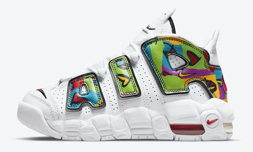 2021年 発売予定！ナイキ GS エア モア アップテンポ “ピース,ラブ,スウッシュ (NIKE GS AIR MORE UPTEMPO “Peace, Love, Swoosh”) [DM8150-100/DM8155-100]