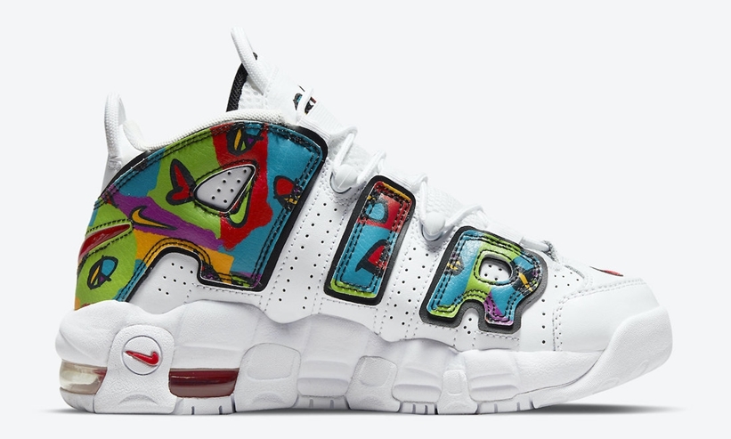 2021年 発売予定！ナイキ GS エア モア アップテンポ “ピース,ラブ,スウッシュ (NIKE GS AIR MORE UPTEMPO “Peace, Love, Swoosh”) [DM8150-100/DM8155-100]