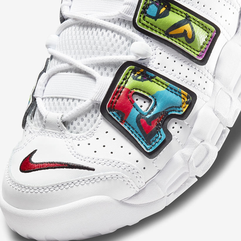 2021年 発売予定！ナイキ GS エア モア アップテンポ “ピース,ラブ,スウッシュ (NIKE GS AIR MORE UPTEMPO “Peace, Love, Swoosh”) [DM8150-100/DM8155-100]