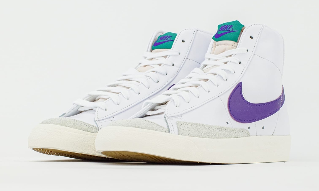 ナイキ ブレーザー ミッド 77 ビンテージ “ホワイト/コートパープル/グリーンノイズ” (NIKE BLAZER MID 77 VINTAGE “White/Court Purple/Green Noise”) [D01157-100]