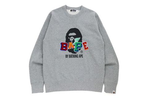 A BATHING APE からカラフルなワッペンのパッチワークが目を引くクルーネックスエット「BAPE PATCH CREWNECK」が8/28 発売 (ア ベイシング エイプ)