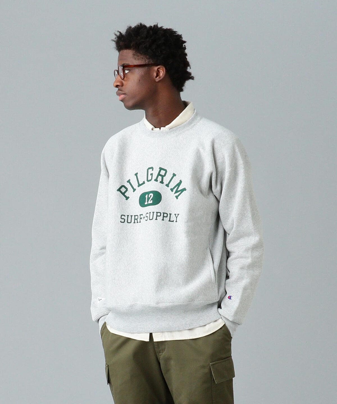 Champion × Pilgrim Surf+Supply “Printed Reverse Weave Crew Neck