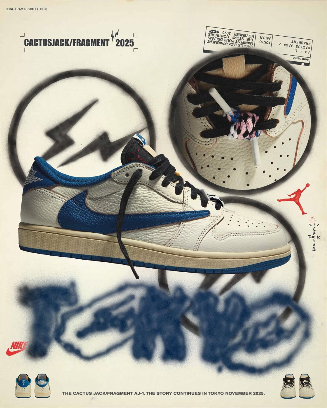 【国内 2025年 11/8 発売予定】FRAGMENT × Travis Scott × NIKE AIR JORDAN 1 OG LOW “Sail/Military Blue” (フラグメント トラヴィス・スコット ナイキ エア ジョーダン 1 OG ロー “セイル/ミリタリーブルー”) [DM7866-104]