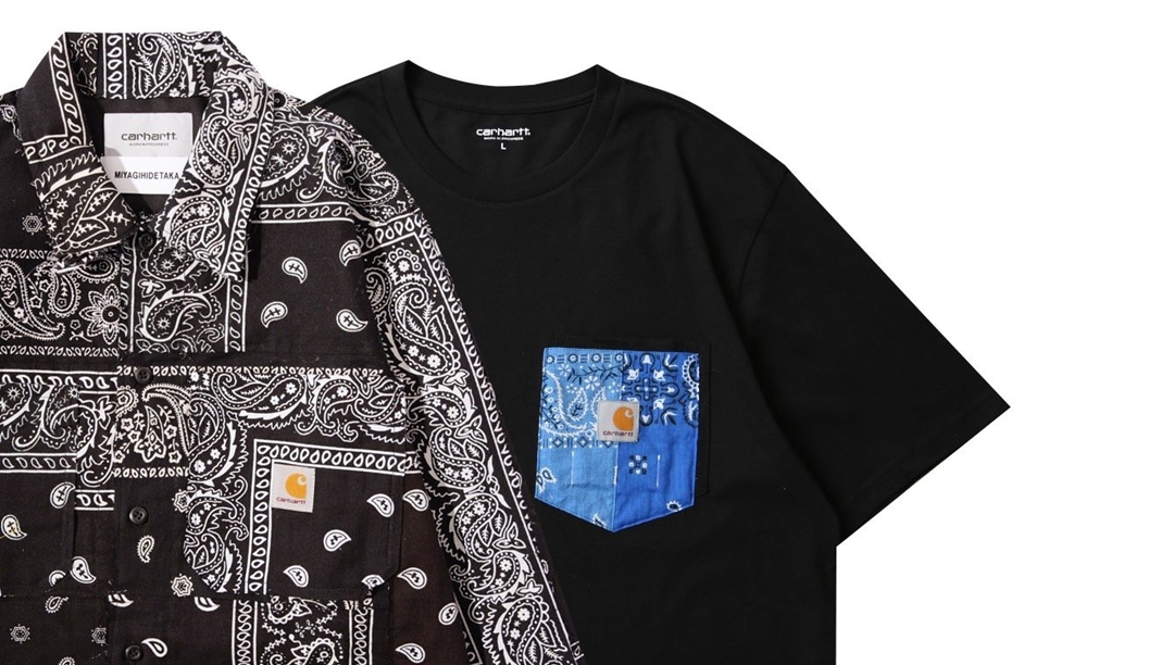 MIYAGIHIDETAKA × Carhartt WIP セレクトしたバンダナを縫い付けたコレクションが9/12 発売 (ミヤギヒデタカ カーハート)