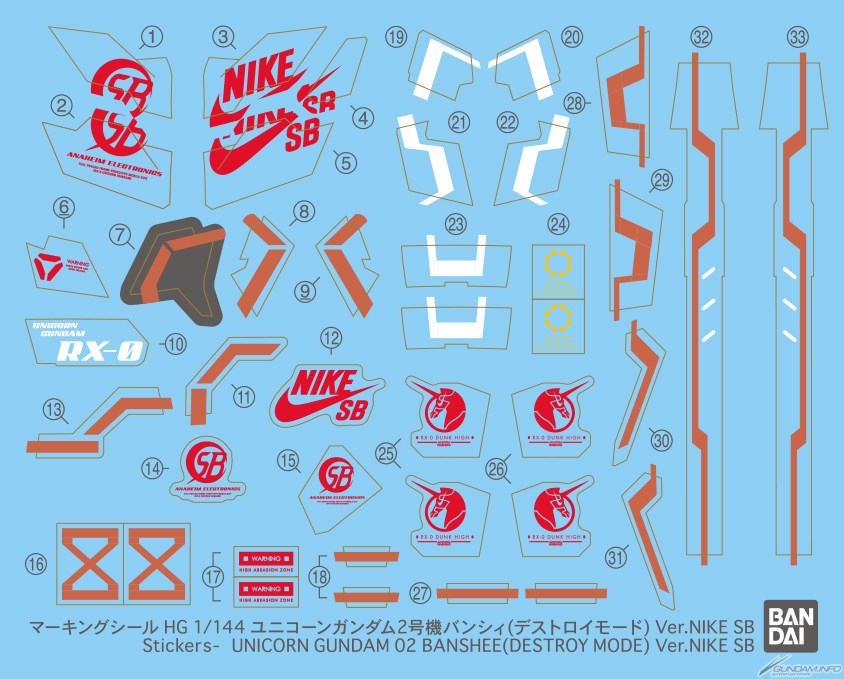 NKE SB × HG「ユニコーンガンダム」＆「バンシィ」（デストロイモード）コラボガンプラが9/24～9/30 抽選販売 (ナイキ SB)