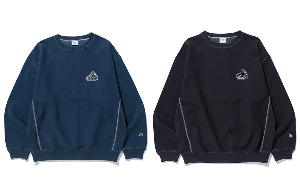 11/6 発売！XLARGE × Champion コラボレーション最新作のREVERSE WEAVE クルーネック/フーディ ​(エクストララージ チャンピオン)