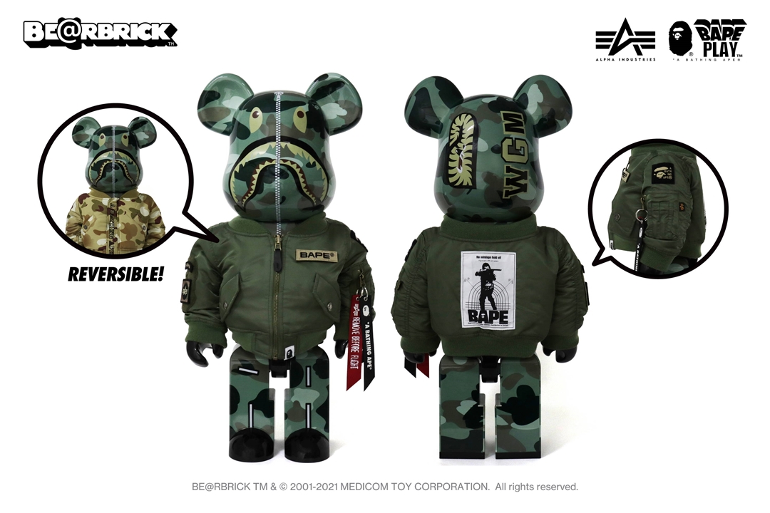 11/6 発売！A BATHING APE x ALPHA INDUSTRIES x BE@RBRICK (ア ベイシング エイプ アルファ インダストリーズ ベアブリック)