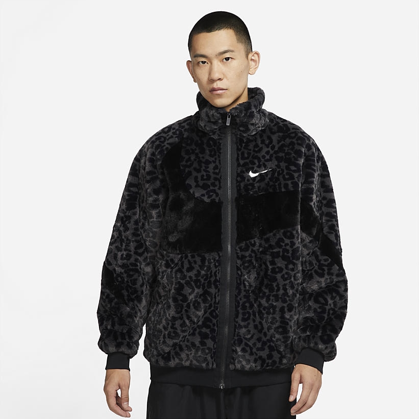 新品 NIKE ファー ロング コート ジャケット Msize 黒 ビッグ 