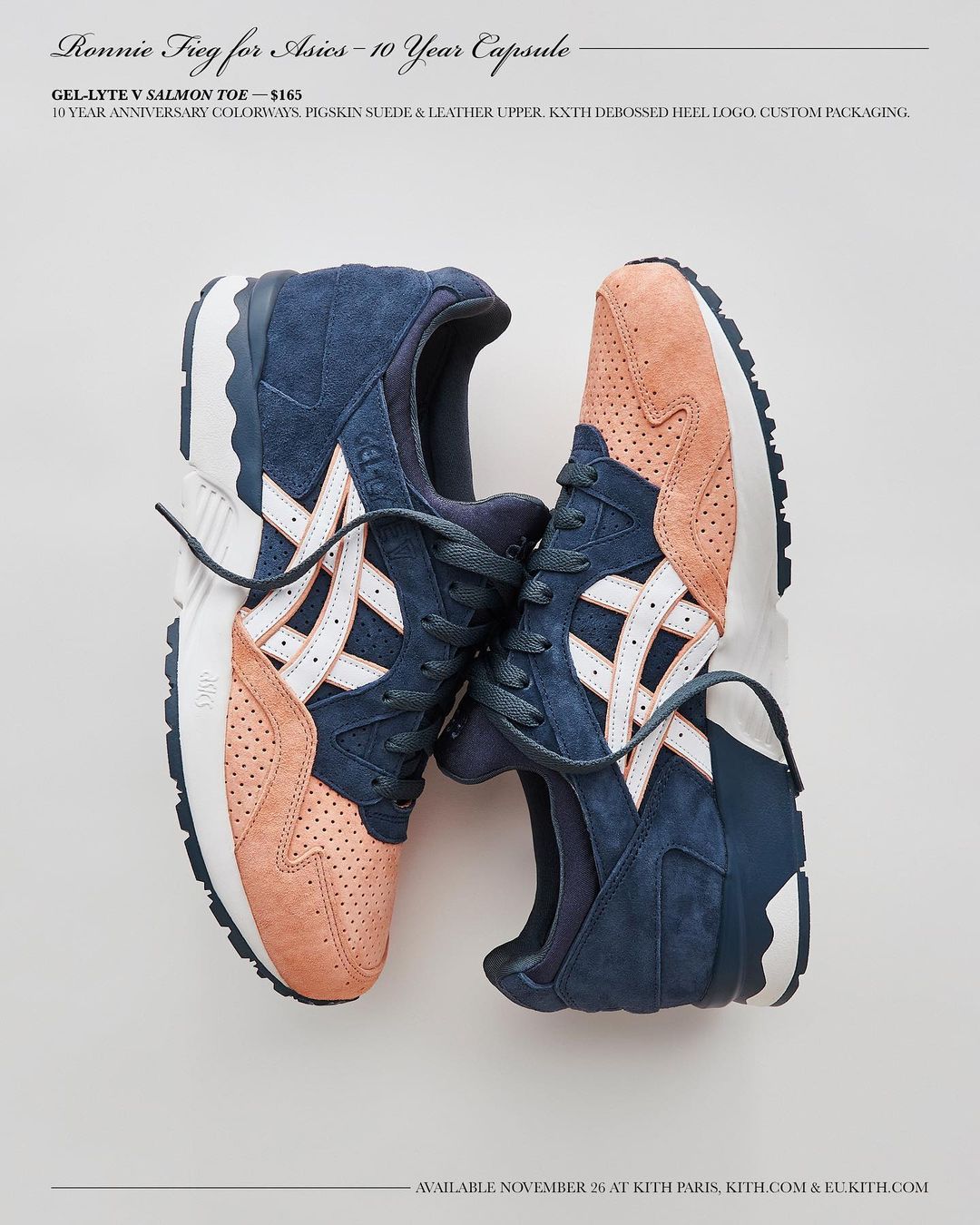 11/26 発売予定！KITH 10th × ASICS GEL-LYTE 5 “Salmon Toe/Leather Back” (キス アシックス ゲルライト 5 “サーモン トゥ/レザーバック”)