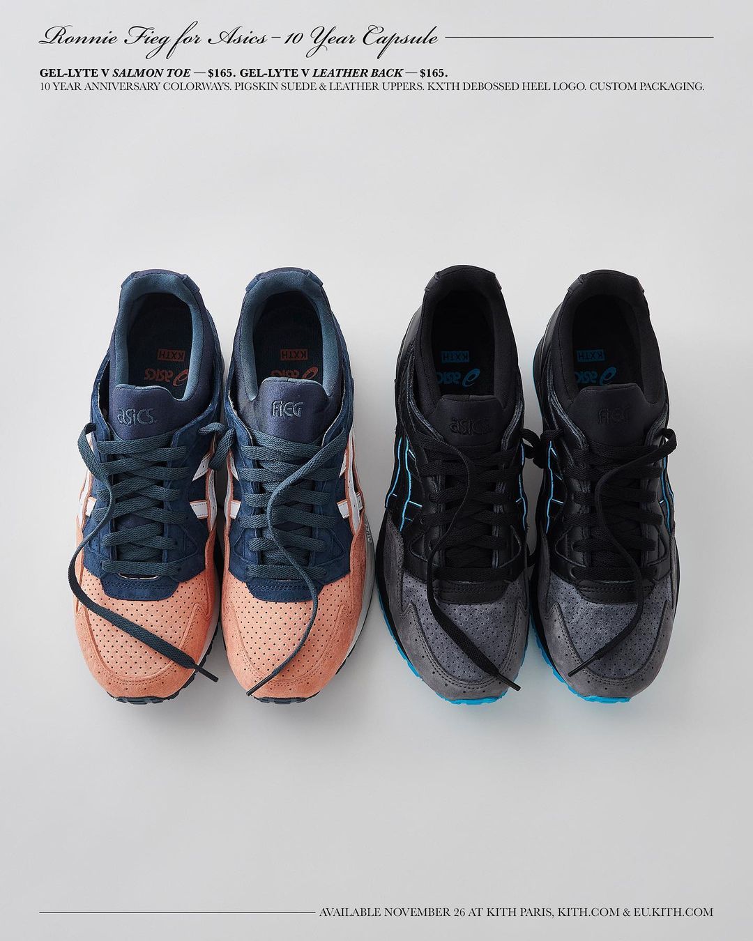 11/26 発売予定！KITH 10th × ASICS GEL-LYTE 5 “Salmon Toe/Leather Back” (キス アシックス ゲルライト 5 “サーモン トゥ/レザーバック”)