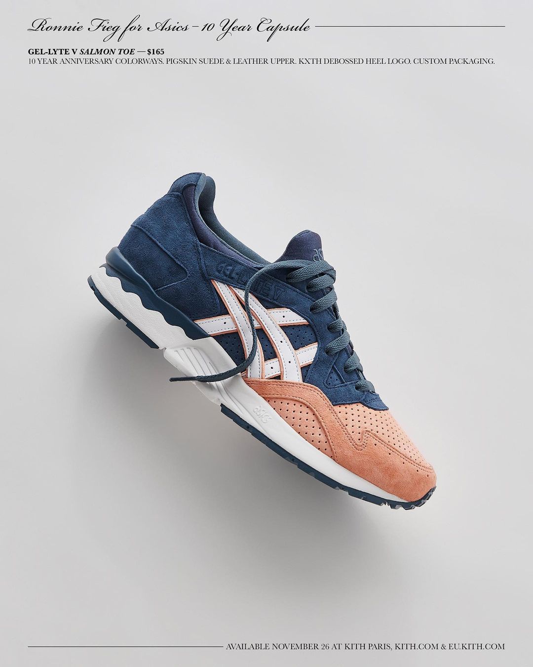 11/26 発売予定！KITH 10th × ASICS GEL-LYTE 5 “Salmon Toe/Leather Back” (キス アシックス ゲルライト 5 “サーモン トゥ/レザーバック”)