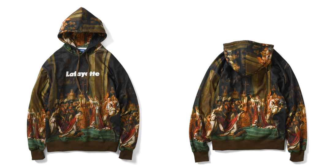 Lafayette 2021 A/Wからフランスの市民革命の終焉を描いた絵画をモチーフにしたセットアップ「THE CORONATION ALLOVER」が11/20 発売 (ラファイエット)