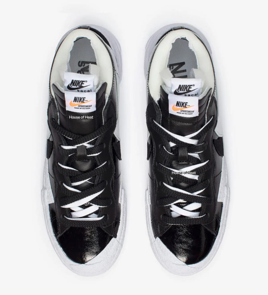 【国内 3/31 発売】sacai x NIKE BLAZER LOW PATENT “Black/White” (サカイ ナイキ ブレーザー ロー パテント) [DM6443-001/DM6443-100]