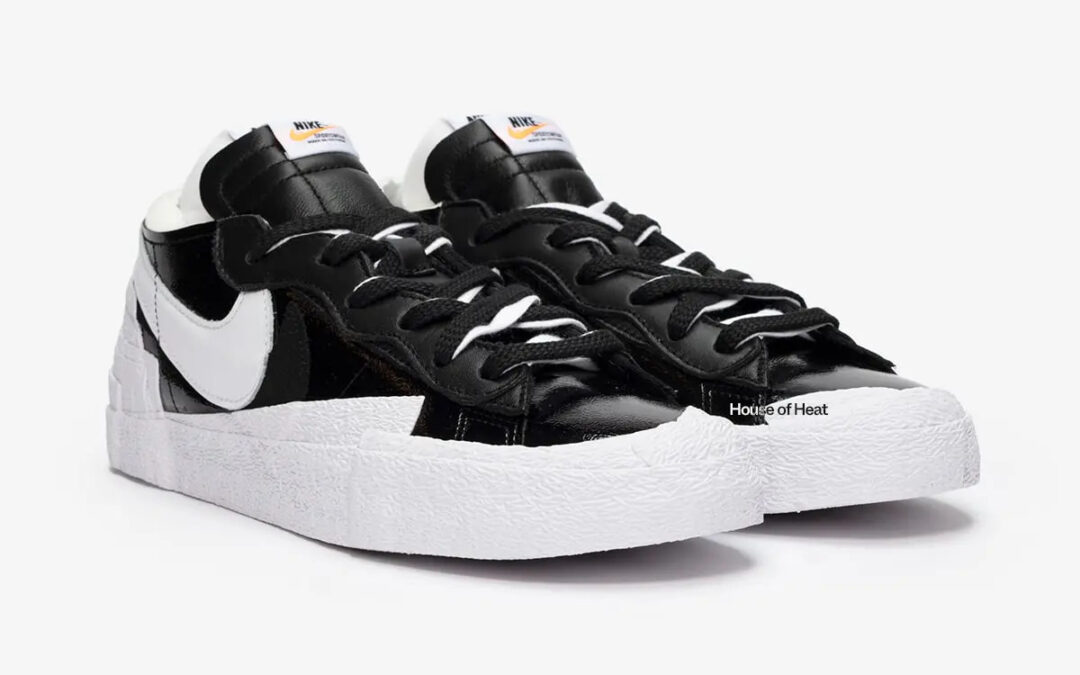 【国内 3/31 発売】sacai x NIKE BLAZER LOW PATENT “Black/White” (サカイ ナイキ ブレーザー ロー パテント) [DM6443-001/DM6443-100]