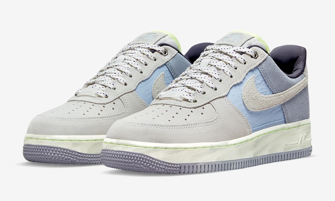 ナイキ ウィメンズ エア フォース 1 07 ロー LX “マウンテンホワイト/グレースレートブルー” (NIKE WMNS AIR FORCE 1 07 LOW LX “Mountain White/Grey Slate Blue”) [DO2339-114]