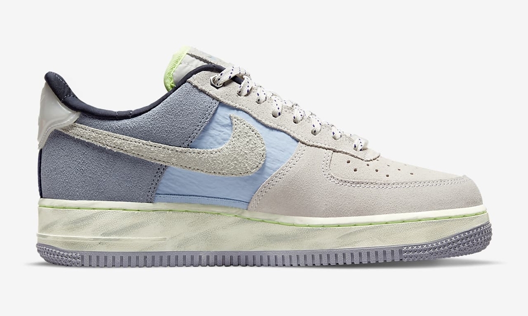 ナイキ ウィメンズ エア フォース 1 07 ロー LX “マウンテンホワイト/グレースレートブルー” (NIKE WMNS AIR FORCE 1 07 LOW LX “Mountain White/Grey Slate Blue”) [DO2339-114]