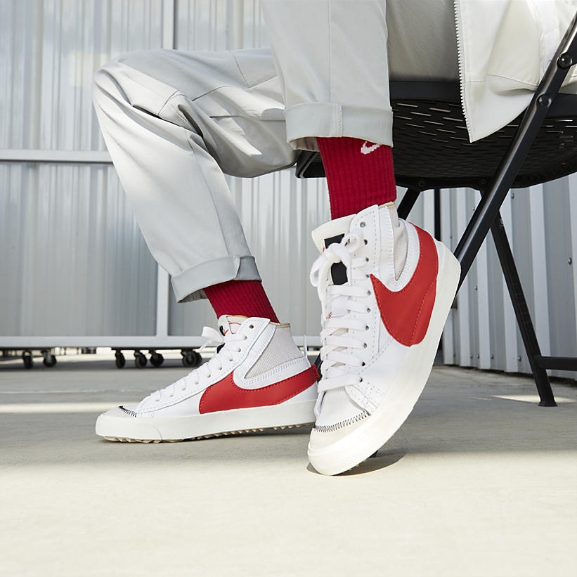 ナイキ ブレーザー ミッド 77 ジャンボ “ホワイト/ハバネロレッド” (NIKE BLAZER MID 77 JUMBO “White/Habanero Red”) [DD3111-102]