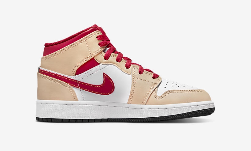 2022年 発売予定！ナイキ GS エア ジョーダン 1 ミッド “ベージュ/レッド” (NIKE GS AIR JORDAN 1 MID “Beige/Red”) [554725-201]