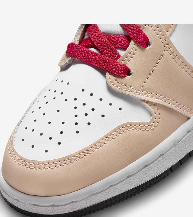 2022年 発売予定！ナイキ GS エア ジョーダン 1 ミッド “ベージュ/レッド” (NIKE GS AIR JORDAN 1 MID “Beige/Red”) [554725-201]