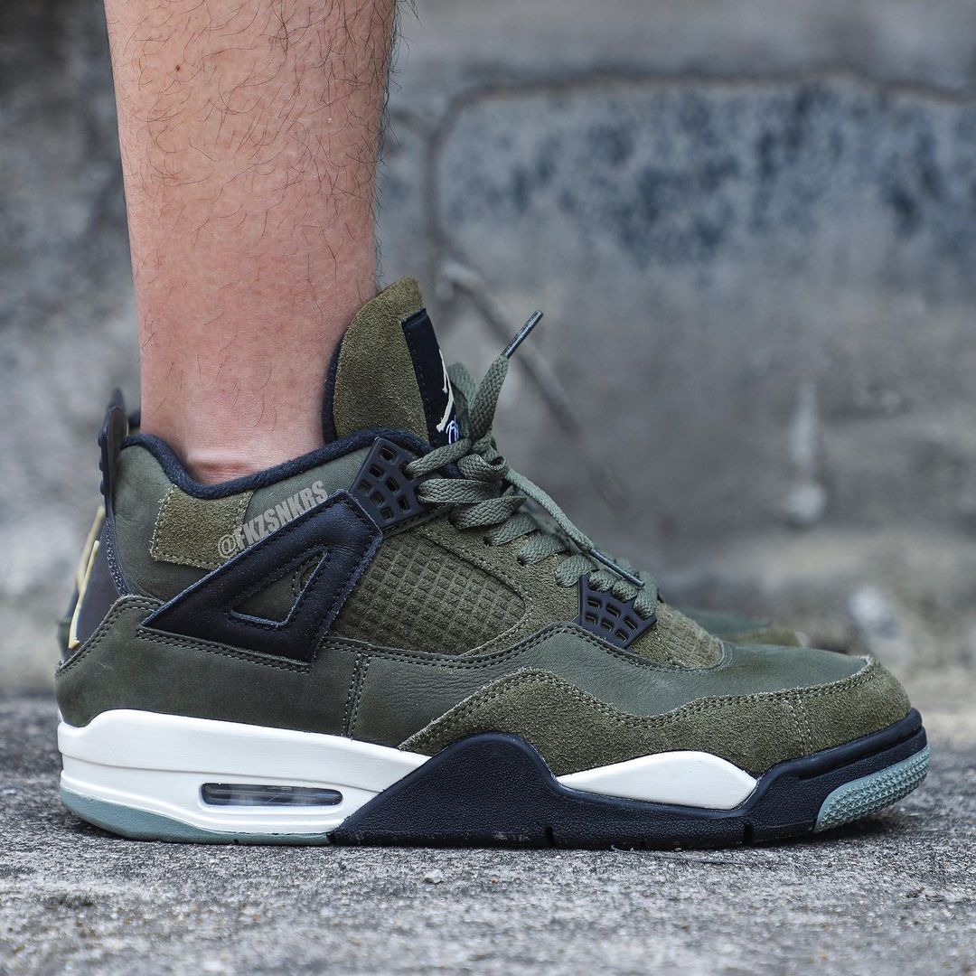 【国内 11/22、12/2 発売】ナイキ エア ジョーダン 4 レトロ SE クラフト “オリーブキャンバス” (NIKE AIR JORDAN 4 RETRO SE CRAFT “Olive Canvas”) [FB9927-200]