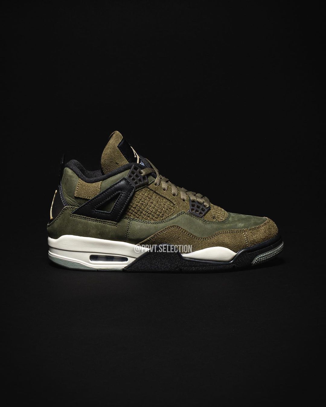 【国内 11/22、12/2 発売】ナイキ エア ジョーダン 4 レトロ SE クラフト “オリーブキャンバス” (NIKE AIR JORDAN 4 RETRO SE CRAFT “Olive Canvas”) [FB9927-200]