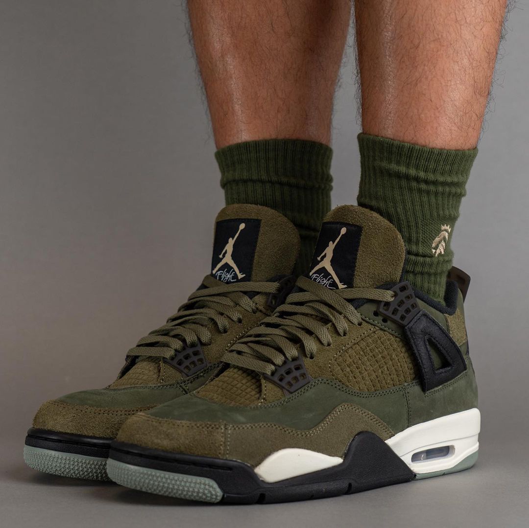 【国内 11/22、12/2 発売】ナイキ エア ジョーダン 4 レトロ SE クラフト “オリーブキャンバス” (NIKE AIR JORDAN 4 RETRO SE CRAFT “Olive Canvas”) [FB9927-200]