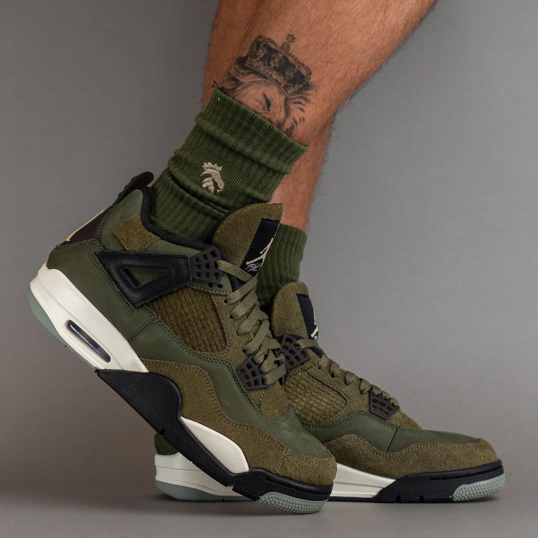 【国内 11/22、12/2 発売】ナイキ エア ジョーダン 4 レトロ SE クラフト “オリーブキャンバス” (NIKE AIR JORDAN 4 RETRO SE CRAFT “Olive Canvas”) [FB9927-200]