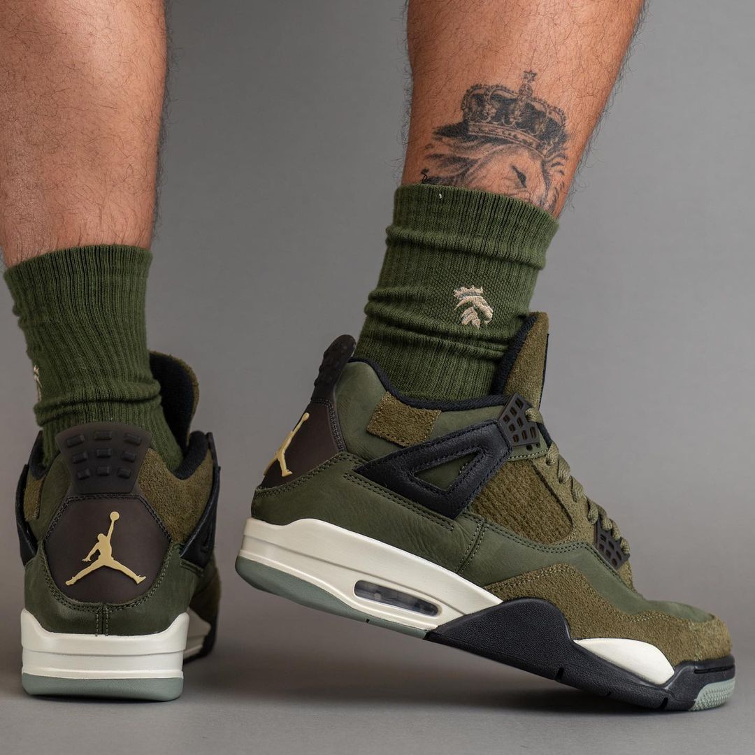 【国内 11/22、12/2 発売】ナイキ エア ジョーダン 4 レトロ SE クラフト “オリーブキャンバス” (NIKE AIR JORDAN 4 RETRO SE CRAFT “Olive Canvas”) [FB9927-200]