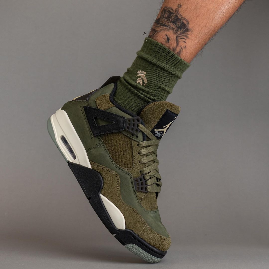 【国内 11/22、12/2 発売】ナイキ エア ジョーダン 4 レトロ SE クラフト “オリーブキャンバス” (NIKE AIR JORDAN 4 RETRO SE CRAFT “Olive Canvas”) [FB9927-200]