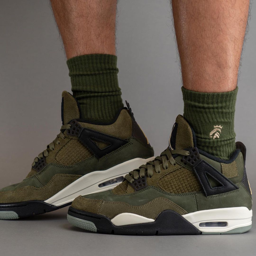 【国内 11/22、12/2 発売】ナイキ エア ジョーダン 4 レトロ SE クラフト “オリーブキャンバス” (NIKE AIR JORDAN 4 RETRO SE CRAFT “Olive Canvas”) [FB9927-200]