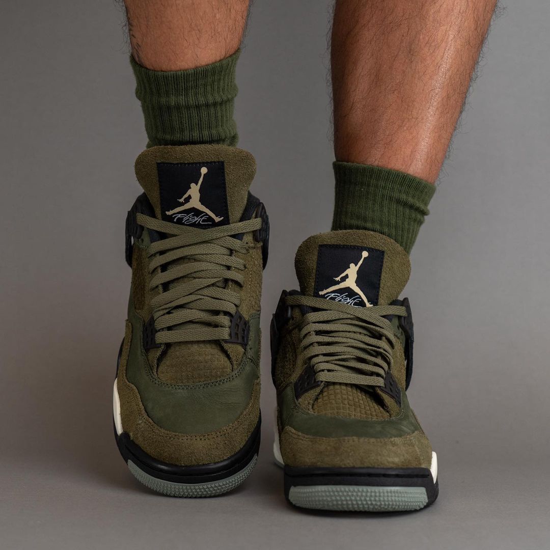 【国内 11/22、12/2 発売】ナイキ エア ジョーダン 4 レトロ SE クラフト “オリーブキャンバス” (NIKE AIR JORDAN 4 RETRO SE CRAFT “Olive Canvas”) [FB9927-200]