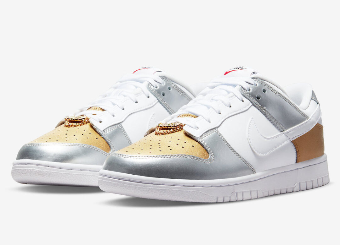 【国内 2/10 発売予定】ナイキ ウィメンズ ダンク ロー “ホワイト/ゴールド/シルバー” (NIKE WMNS DUNK LOW “White/Gold/Silver”) [DH4403-700]