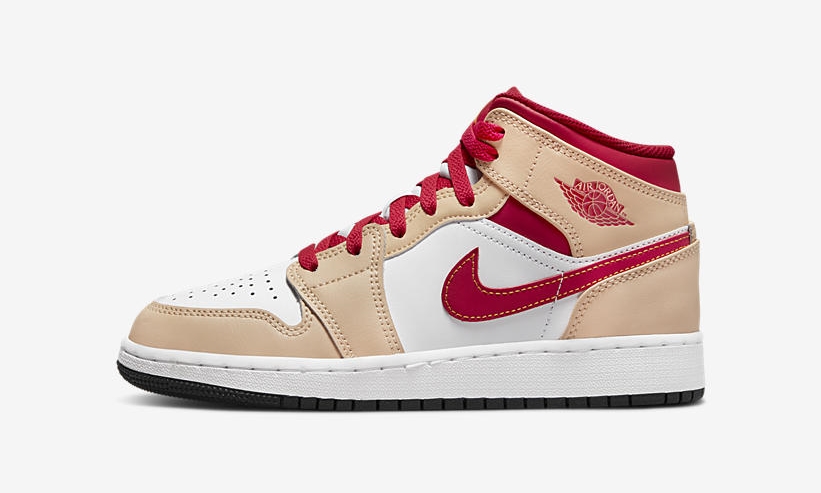 【国内 5/10 発売】ナイキ エア ジョーダン 1 ミッド “ベージュ/レッド” (NIKE AIR JORDAN 1 MID “Beige/Red”) [554724-201/554725-201]