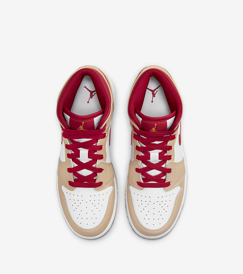 【国内 5/10 発売】ナイキ エア ジョーダン 1 ミッド “ベージュ/レッド” (NIKE AIR JORDAN 1 MID “Beige/Red”) [554724-201/554725-201]