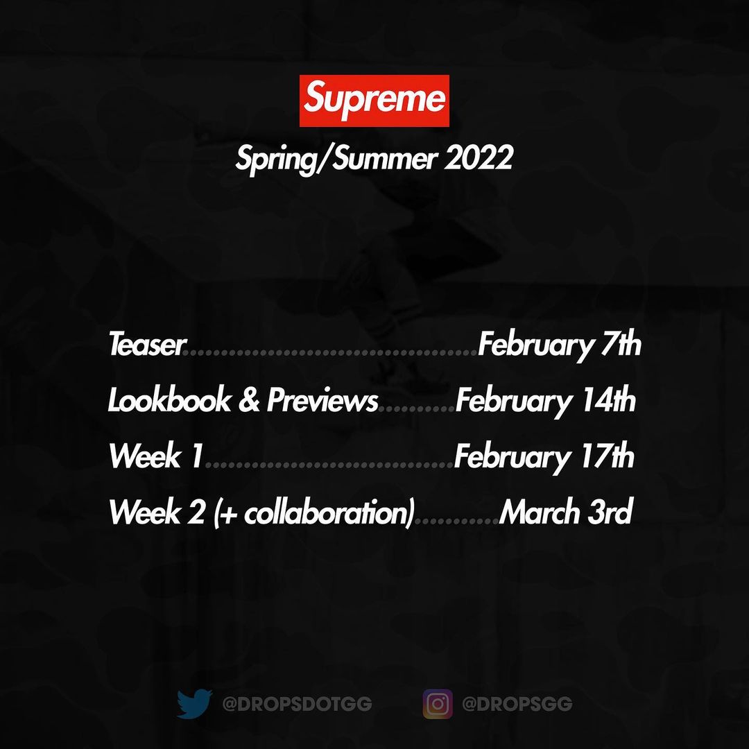 【SUPREME 2022 S/S (シュプリーム 2022年春夏)】立ち上げは？スケジュール予定 (2022 Spring/Summer)